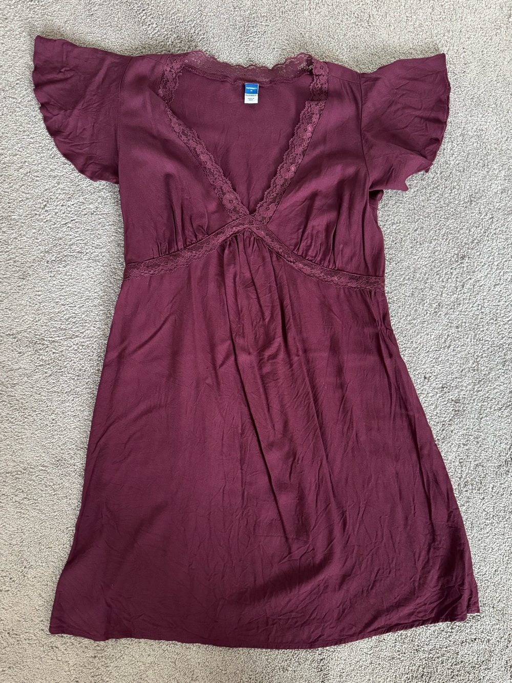 Gorgeous Wine Colored Maternity Dress with Lace Detail